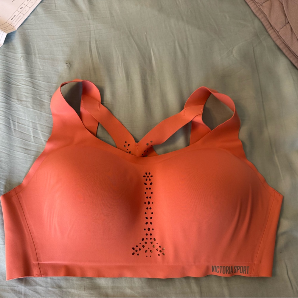 NWOT Victoria's Secret Angel Max Sports Bra 38D Coral Pink Orange